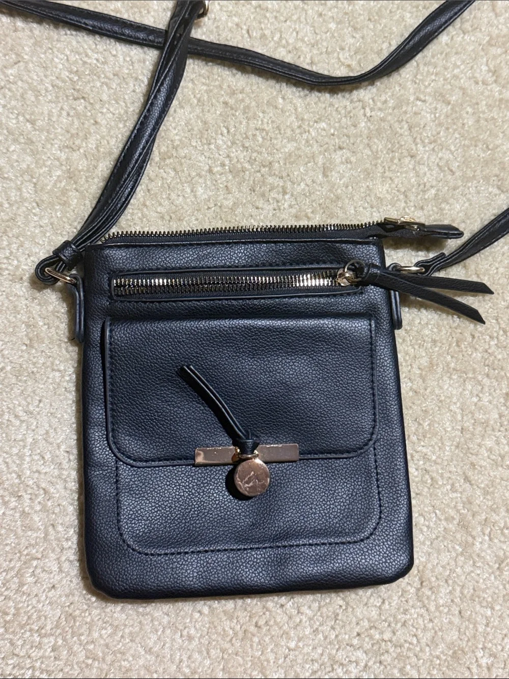 Black Crossbody Vegan Leather Shoulder Bag